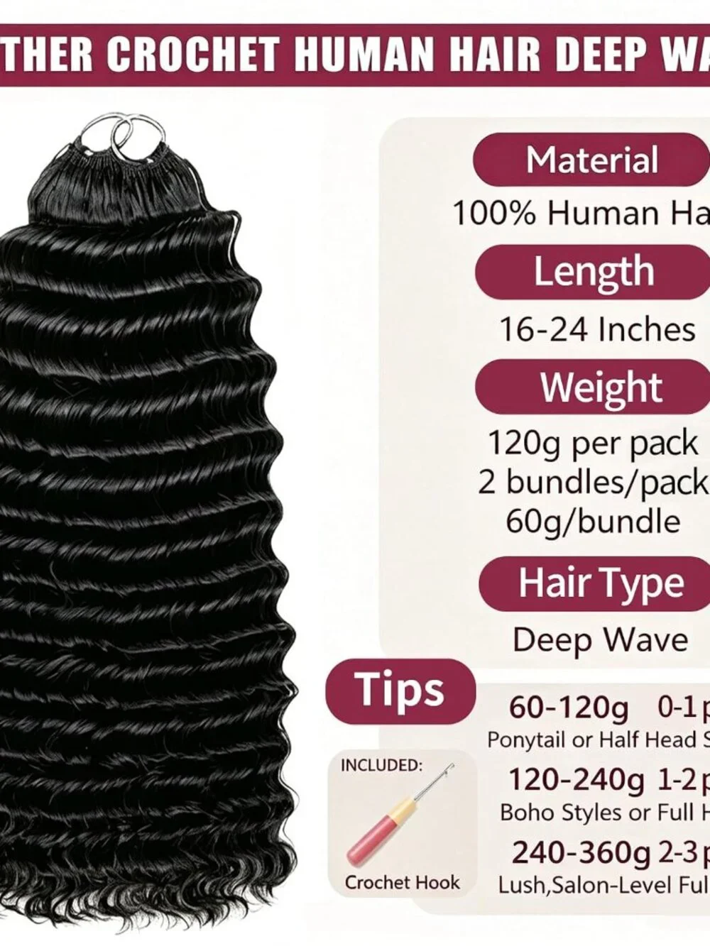 Mirelle Deep Wave Crochet Human Hair